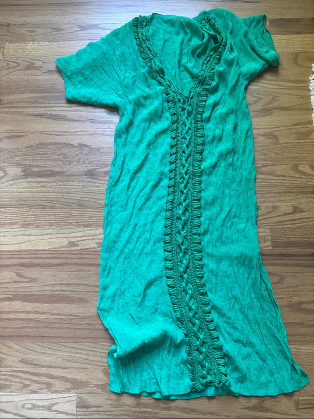 SHEIN Green Crochet-Trim Swim Coverup